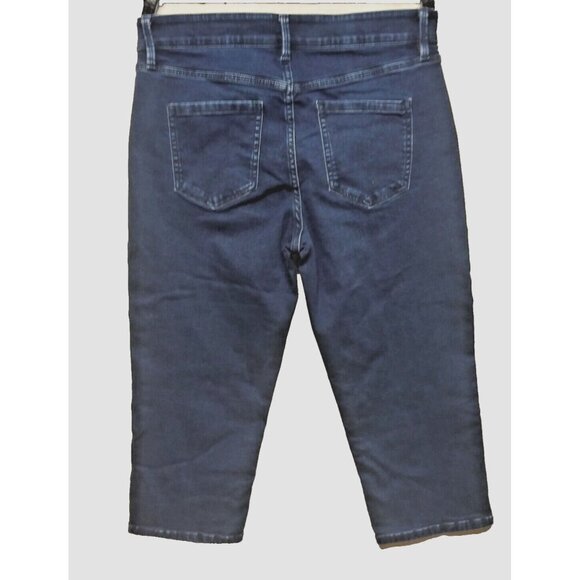 Liz Claiborne Jeans Sz 12 elastic waistband Sara Crop Denim Dark Blue STRETCH EC - Picture 2 of 9